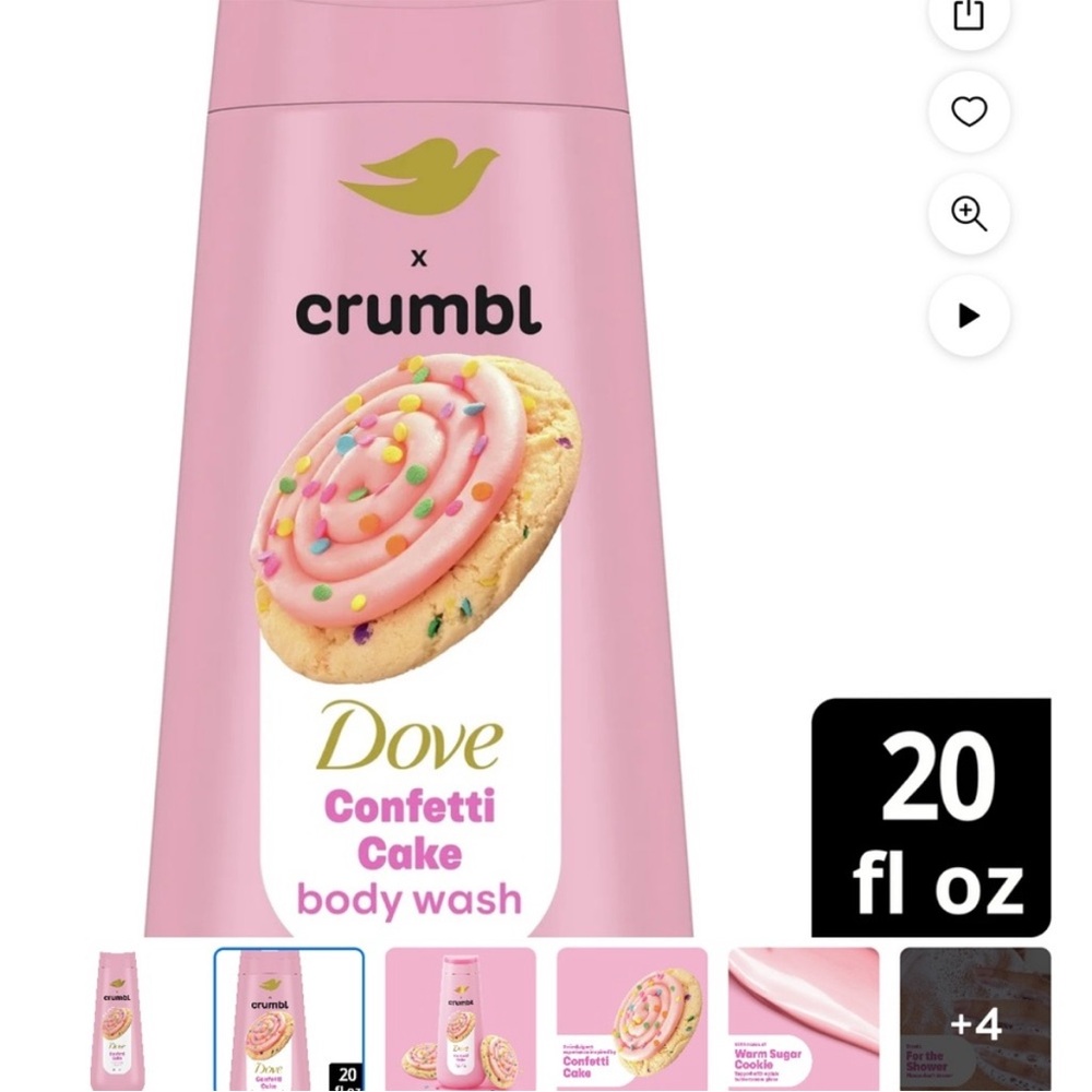 Dove Crumbl Cookie Moisturizing Liquid Body Wash Confetti Cake 20 oz New Sealed - Picture 2 of 2